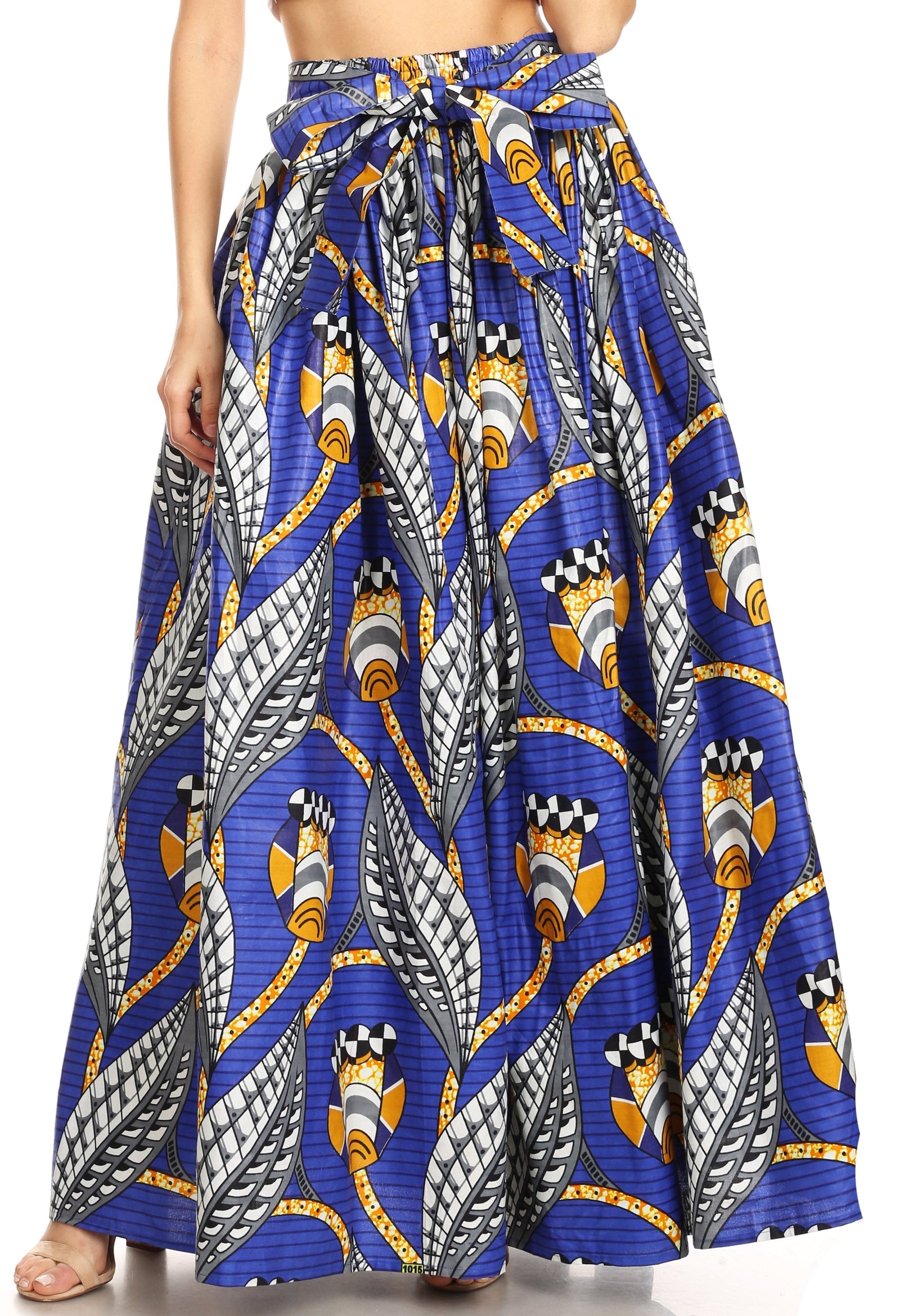 Sakkas Asma Convertible Traditional Wax Print Adjustable Strap Maxi Skirt Dress