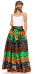 Sakkas Asma's Second Convertible Traditional Wax Print Maxi Skirt with Adjustable Straps