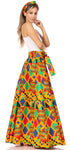 Sakkas Asma's Second Convertible Traditional Wax Print Maxi Skirt with Adjustable Straps