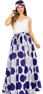 Sakkas Asma's Second Convertible Traditional Wax Print Maxi Skirt with Adjustable Straps