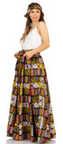 Sakkas Asma's Second Convertible Traditional Wax Print Maxi Skirt with Adjustable Straps