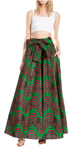 Sakkas Asma's Second Convertible Traditional Wax Print Maxi Skirt with Adjustable Straps
