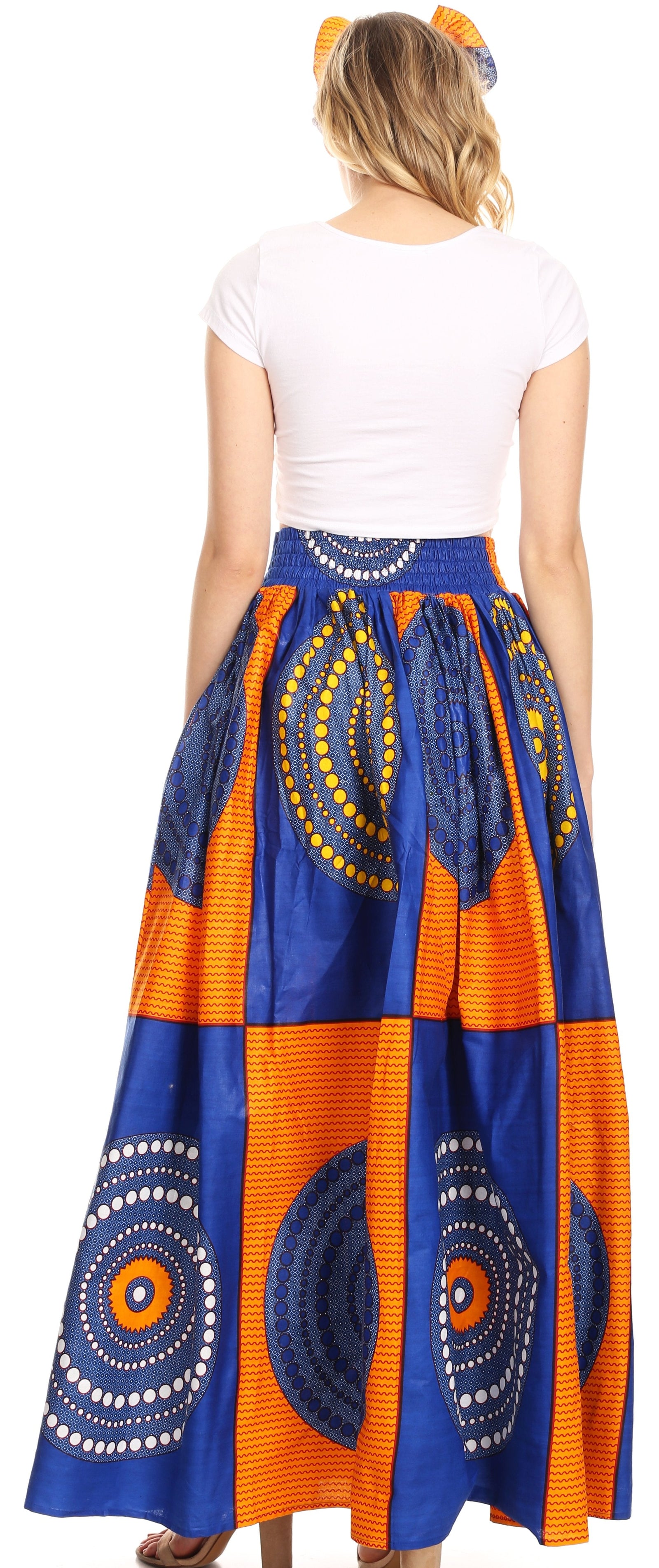 Sakkas Asma Convertible Traditional Wax Print Adjustable Strap Maxi Skirt Dress