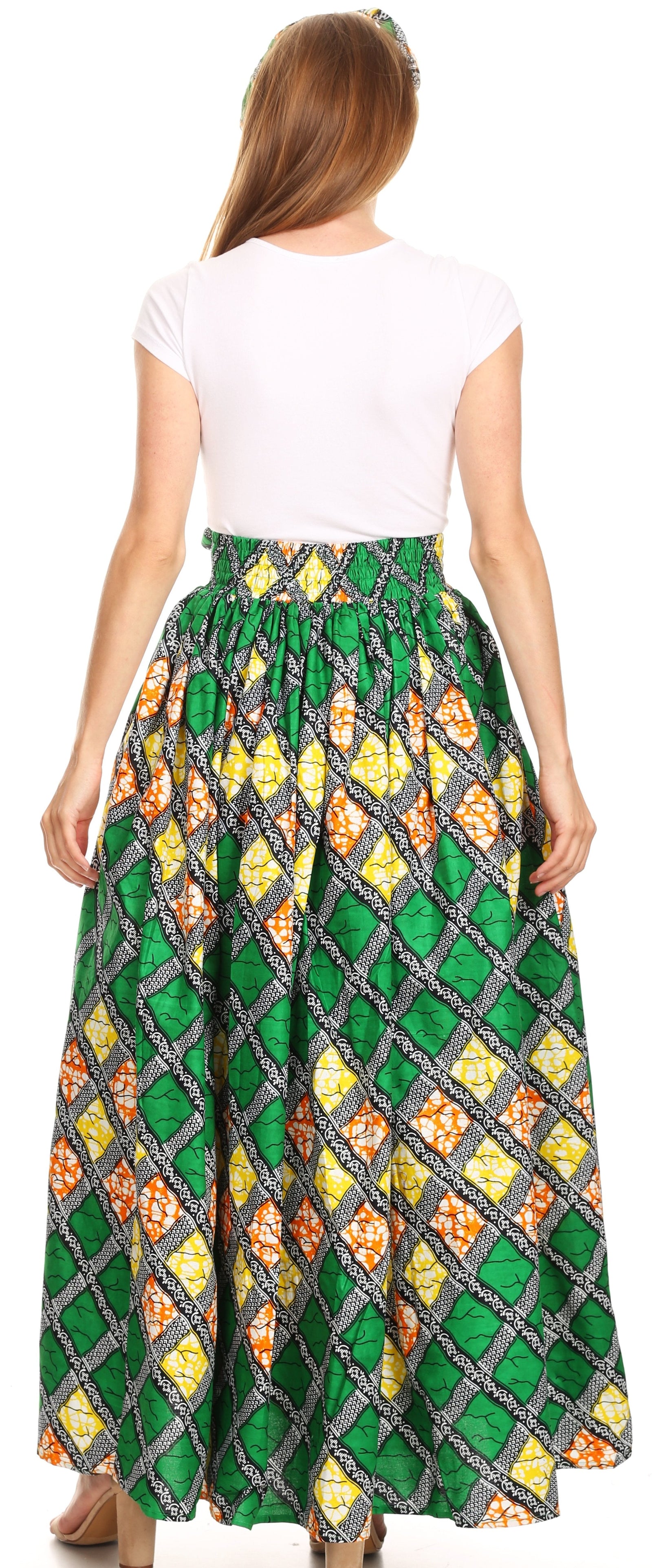 Sakkas Asma Convertible Traditional Wax Print Adjustable Strap Maxi Skirt Dress