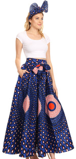 Sakkas Asma Convertible Traditional Wax Print Adjustable Strap Maxi Skirt Dress