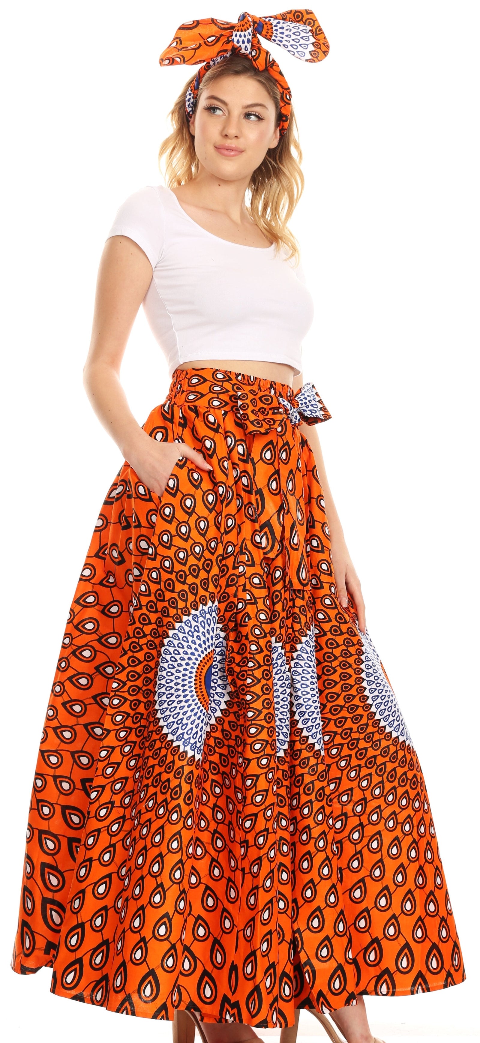 Sakkas Asma Convertible Traditional Wax Print Adjustable Strap Maxi Skirt Dress