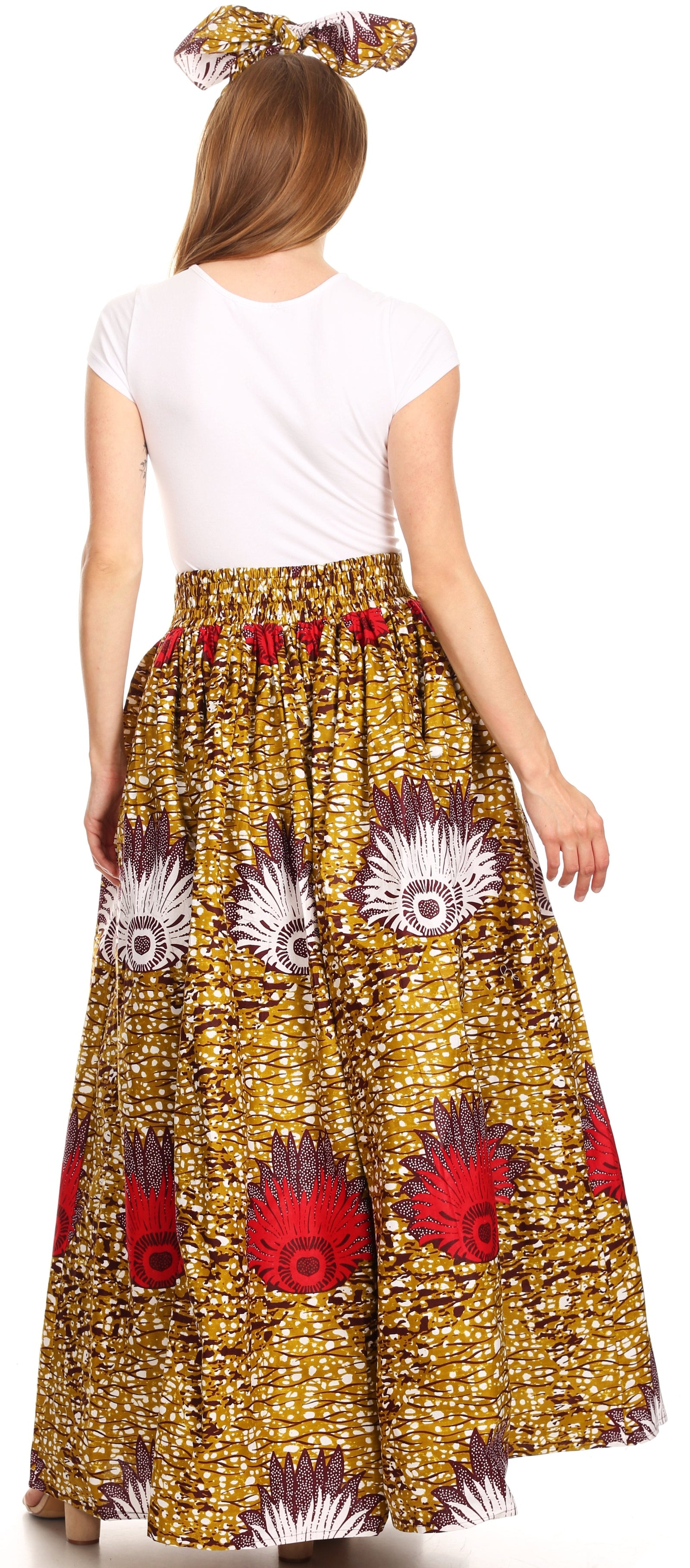 Sakkas Asma Convertible Traditional Wax Print Adjustable Strap Maxi Skirt Dress