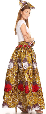 Sakkas Asma Convertible Traditional Wax Print Adjustable Strap Maxi Skirt Dress