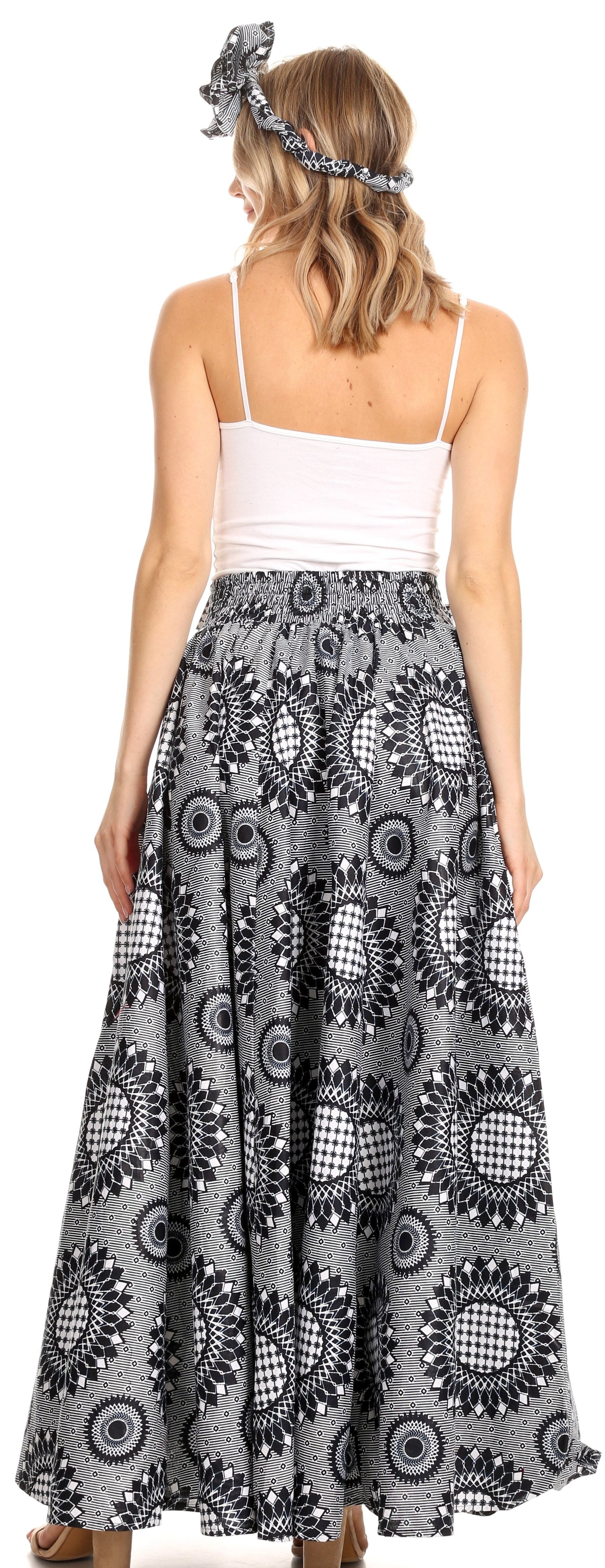 Sakkas Asma Convertible Traditional Wax Print Adjustable Strap Maxi Skirt Dress