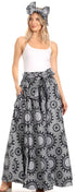 Sakkas Asma Convertible Traditional Wax Print Adjustable Strap Maxi Skirt Dress