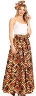 Sakkas Asma Convertible Traditional Wax Print Adjustable Strap Maxi Skirt Dress