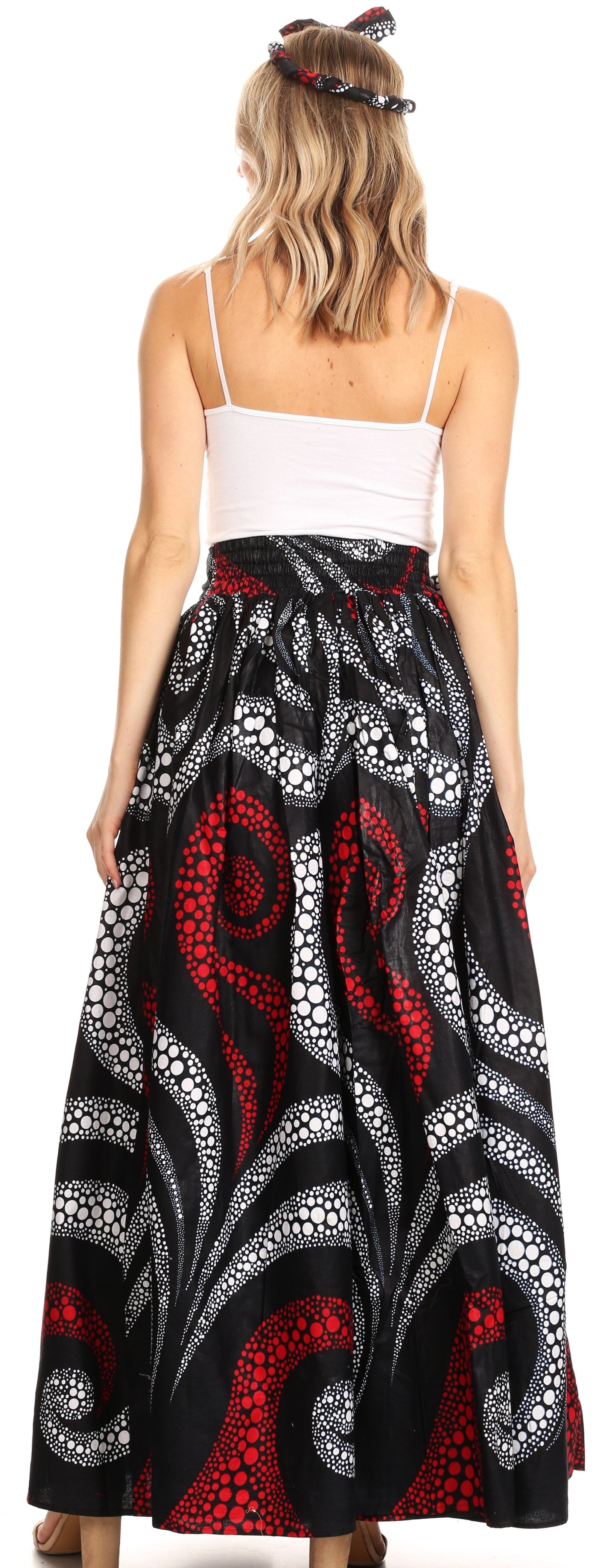 Sakkas Asma Convertible Traditional Wax Print Adjustable Strap Maxi Skirt Dress