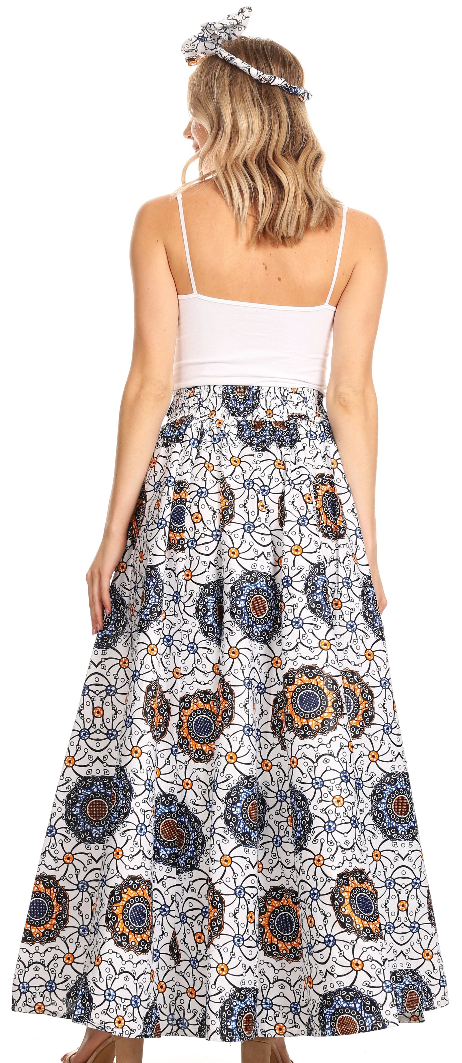 Sakkas Asma Convertible Traditional Wax Print Adjustable Strap Maxi Skirt Dress