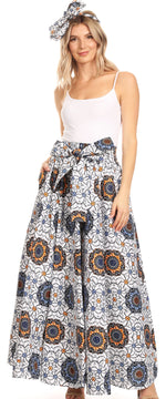 Sakkas Asma Convertible Traditional Wax Print Adjustable Strap Maxi Skirt Dress