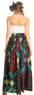 Sakkas Asma Convertible Traditional Wax Print Adjustable Strap Maxi Skirt Dress