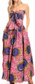 Sakkas Asma Convertible Traditional Wax Print Adjustable Strap Maxi Skirt Dress