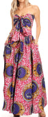 Sakkas Asma Convertible Traditional Wax Print Adjustable Strap Maxi Skirt Dress