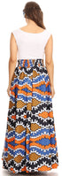 Sakkas Asma Convertible Traditional Wax Print Adjustable Strap Maxi Skirt Dress