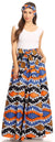 Sakkas Asma Convertible Traditional Wax Print Adjustable Strap Maxi Skirt Dress