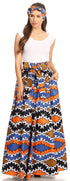 Sakkas Asma Convertible Traditional Wax Print Adjustable Strap Maxi Skirt Dress