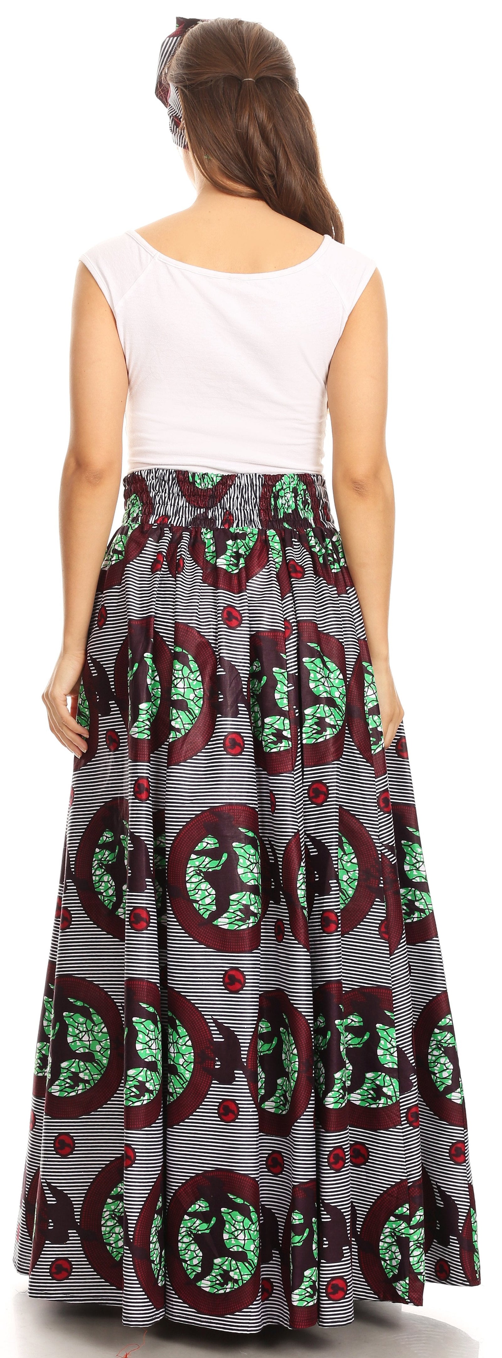 Sakkas Asma Convertible Traditional Wax Print Adjustable Strap Maxi Skirt Dress