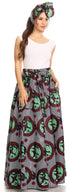 Sakkas Asma Convertible Traditional Wax Print Adjustable Strap Maxi Skirt Dress
