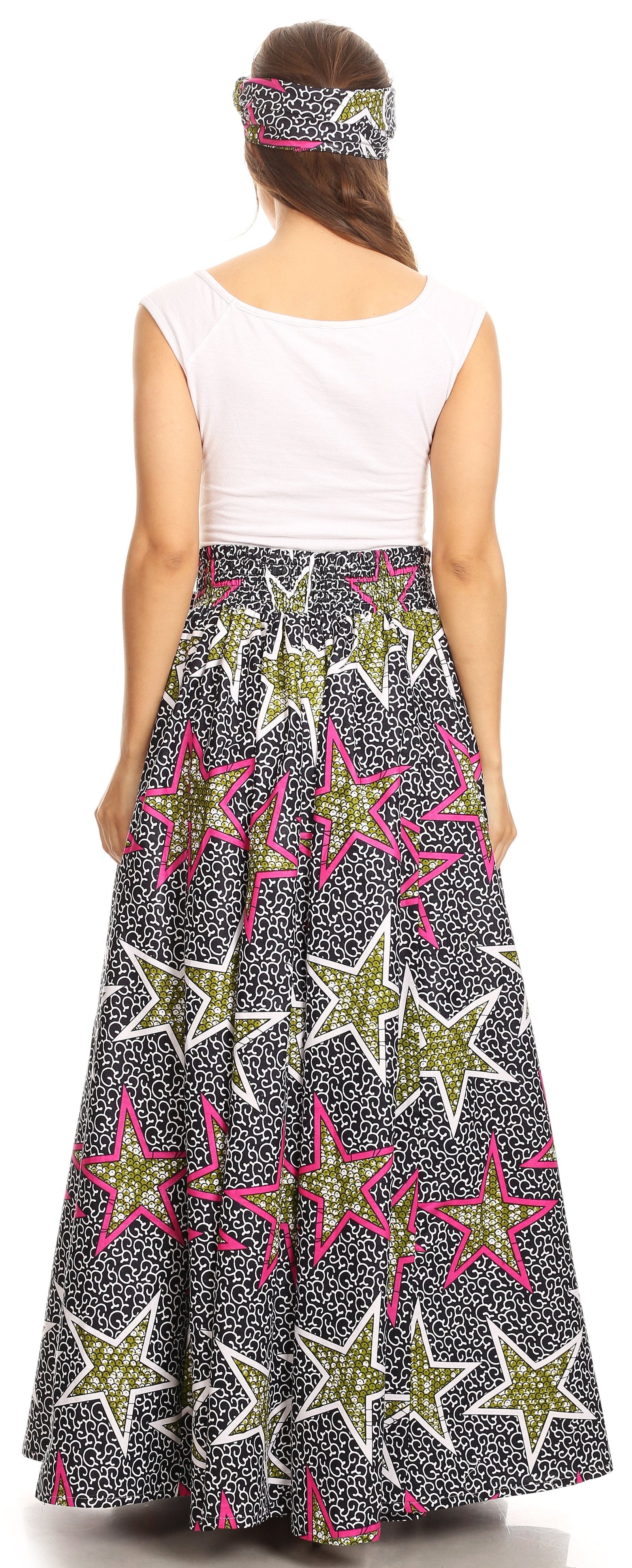 Sakkas Asma Convertible Traditional Wax Print Adjustable Strap Maxi Skirt Dress