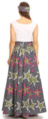 Sakkas Asma Convertible Traditional Wax Print Adjustable Strap Maxi Skirt Dress