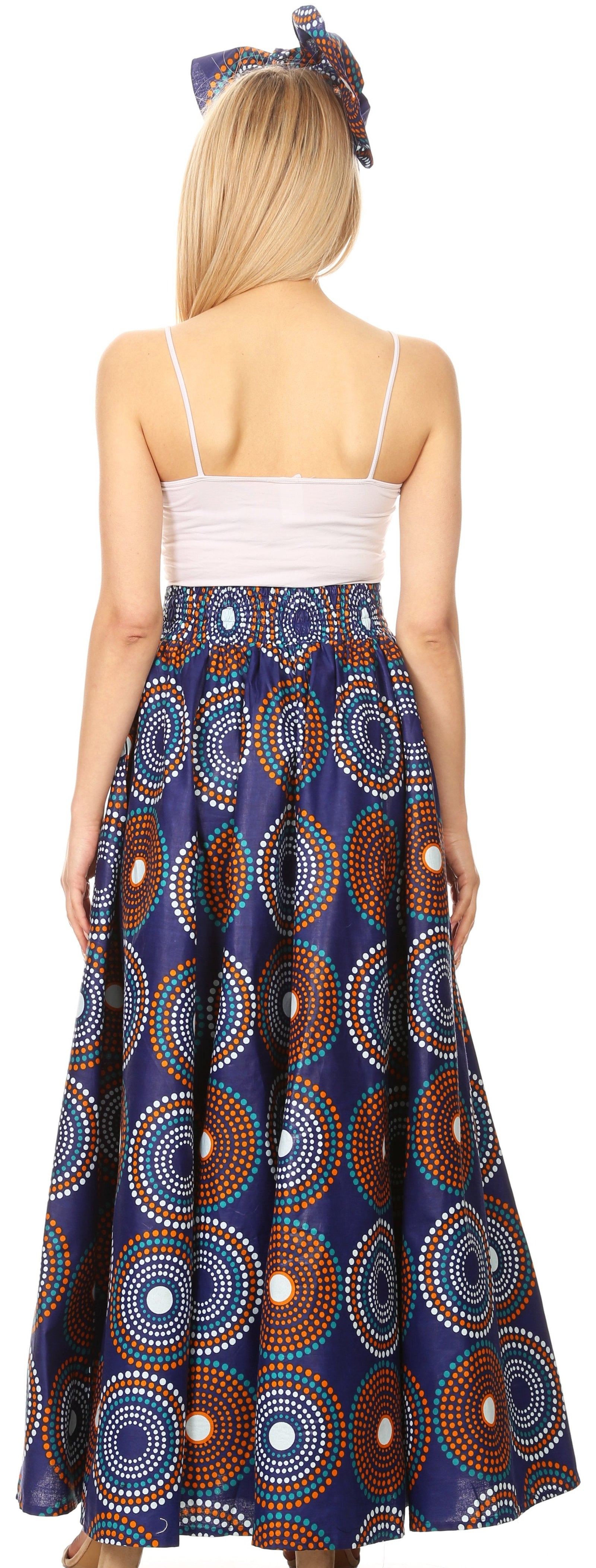 Sakkas Asma Convertible Traditional Wax Print Adjustable Strap Maxi Skirt Dress