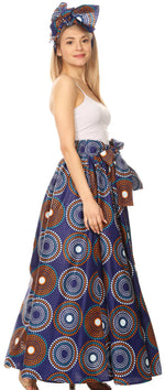 Sakkas Asma Convertible Traditional Wax Print Adjustable Strap Maxi Skirt Dress