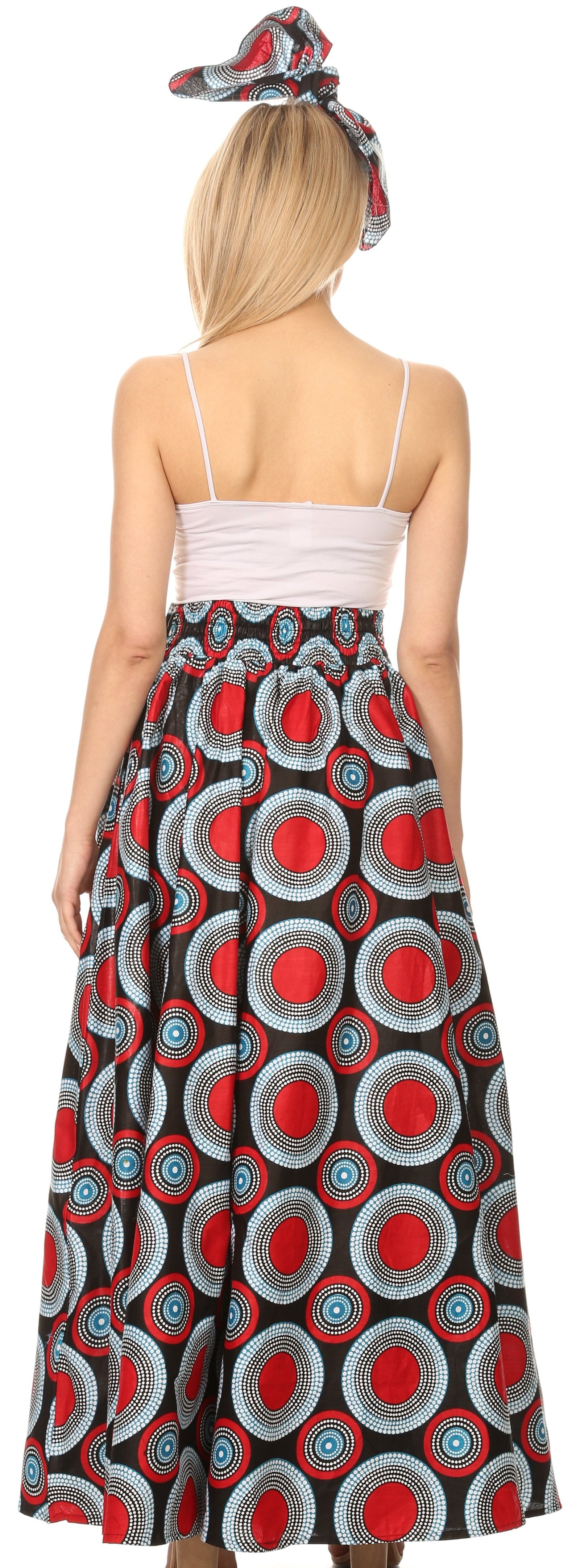 Sakkas Asma Convertible Traditional Wax Print Adjustable Strap Maxi Skirt Dress