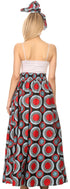 Sakkas Asma Convertible Traditional Wax Print Adjustable Strap Maxi Skirt Dress