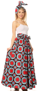Sakkas Asma Convertible Traditional Wax Print Adjustable Strap Maxi Skirt Dress