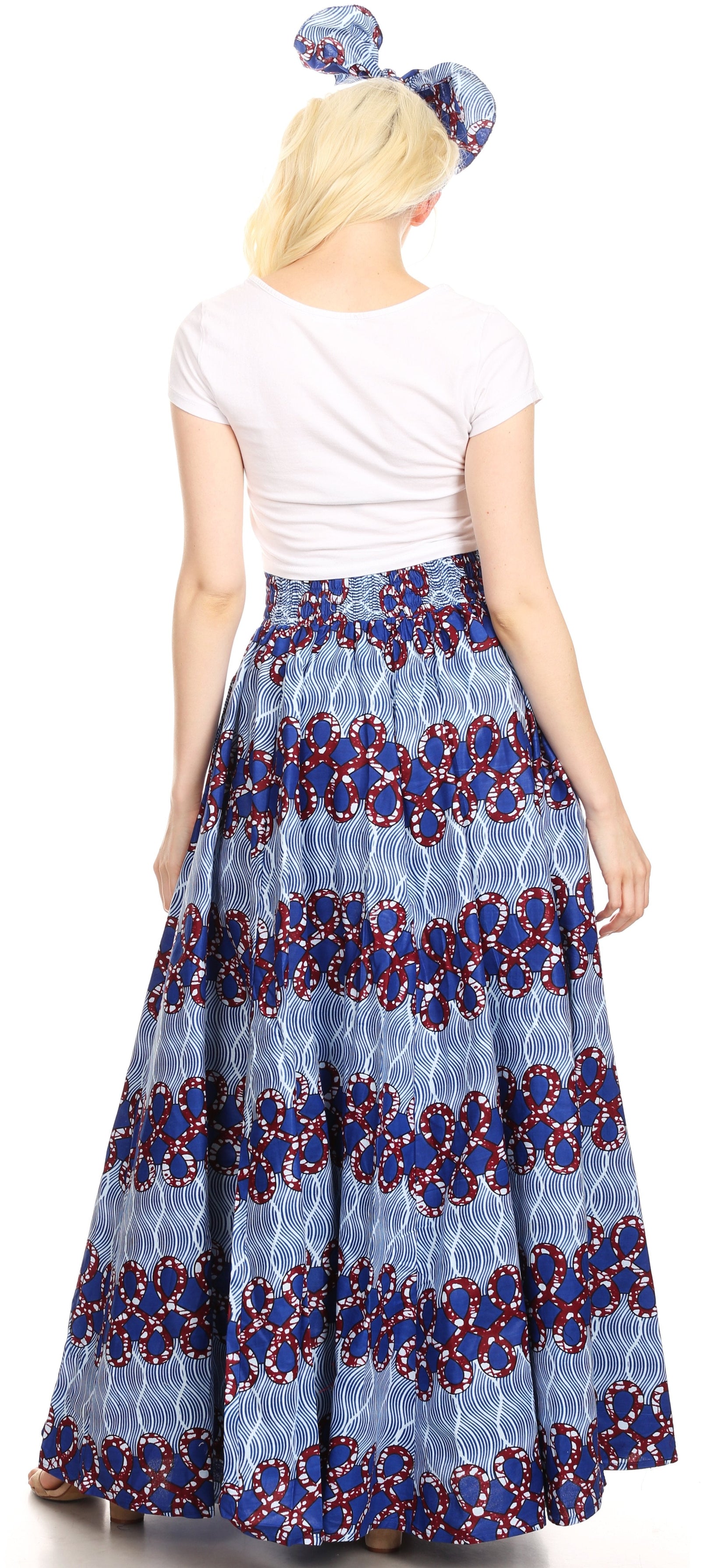 Sakkas Asma Convertible Traditional Wax Print Adjustable Strap Maxi Skirt Dress