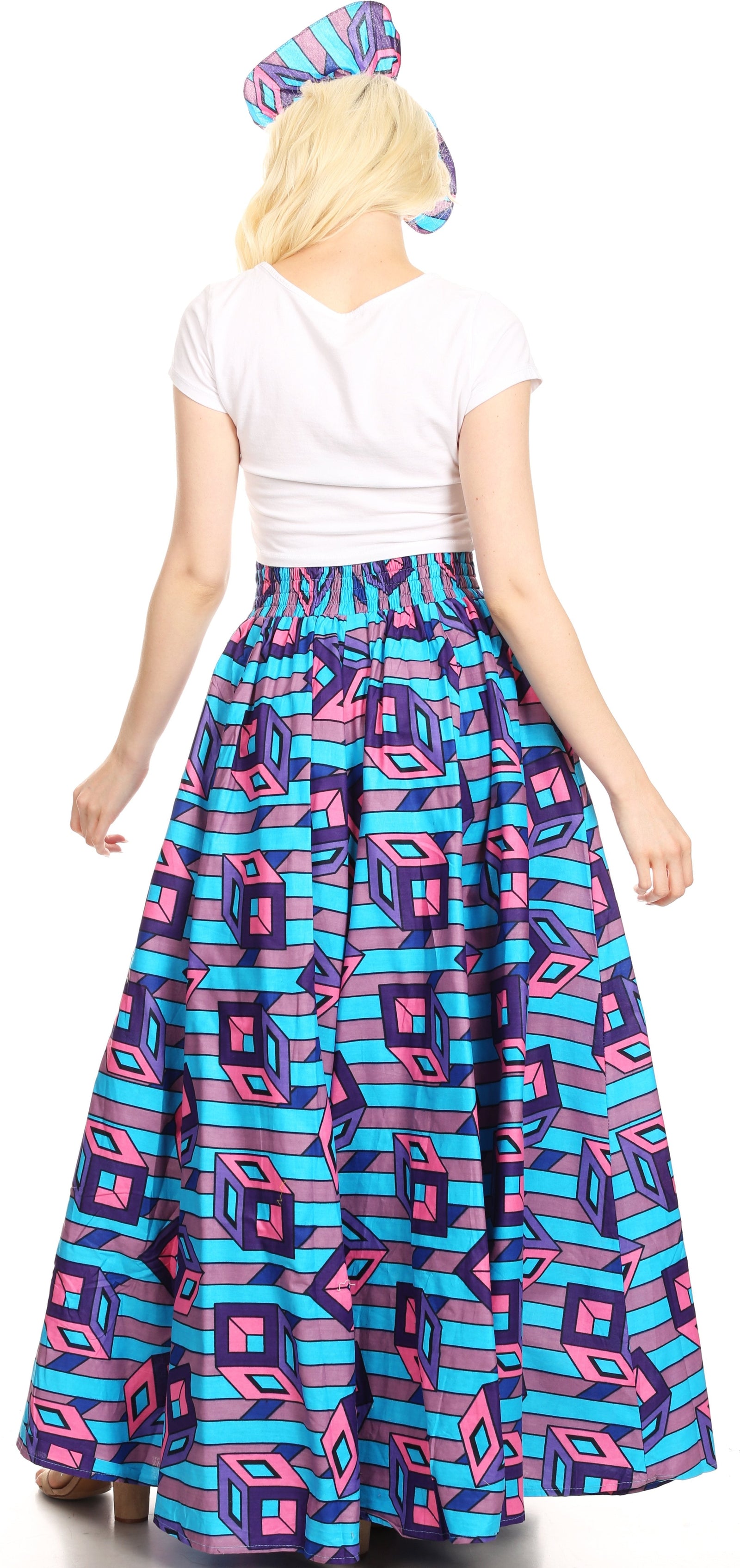 Sakkas Asma Convertible Traditional Wax Print Adjustable Strap Maxi Skirt Dress