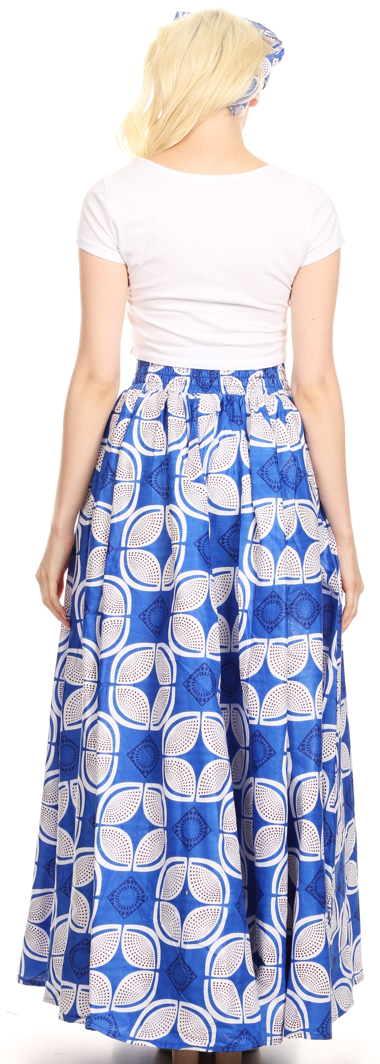 Sakkas Asma Convertible Traditional Wax Print Adjustable Strap Maxi Skirt Dress