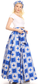 Sakkas Asma Convertible Traditional Wax Print Adjustable Strap Maxi Skirt Dress