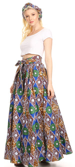 Sakkas Asma Convertible Traditional Wax Print Adjustable Strap Maxi Skirt Dress