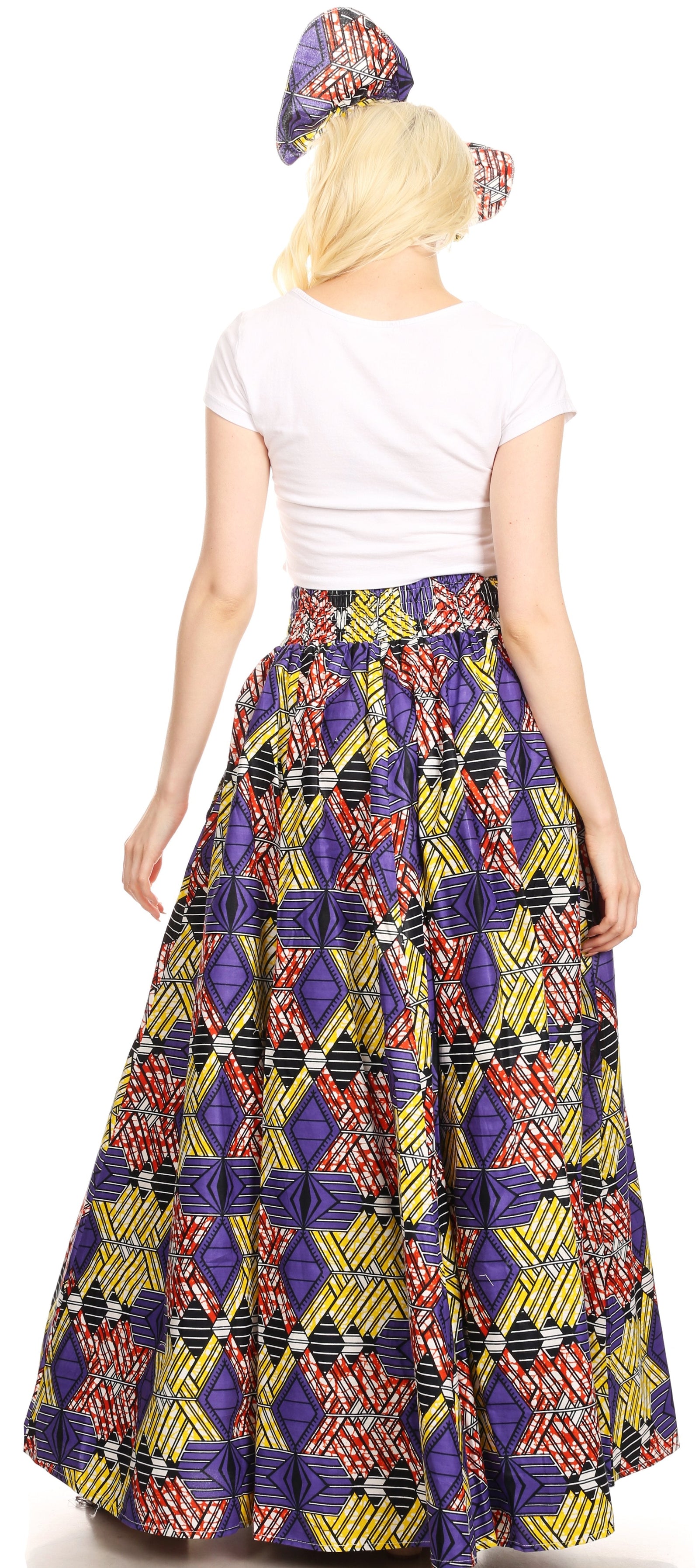 Sakkas Asma Convertible Traditional Wax Print Adjustable Strap Maxi Skirt Dress