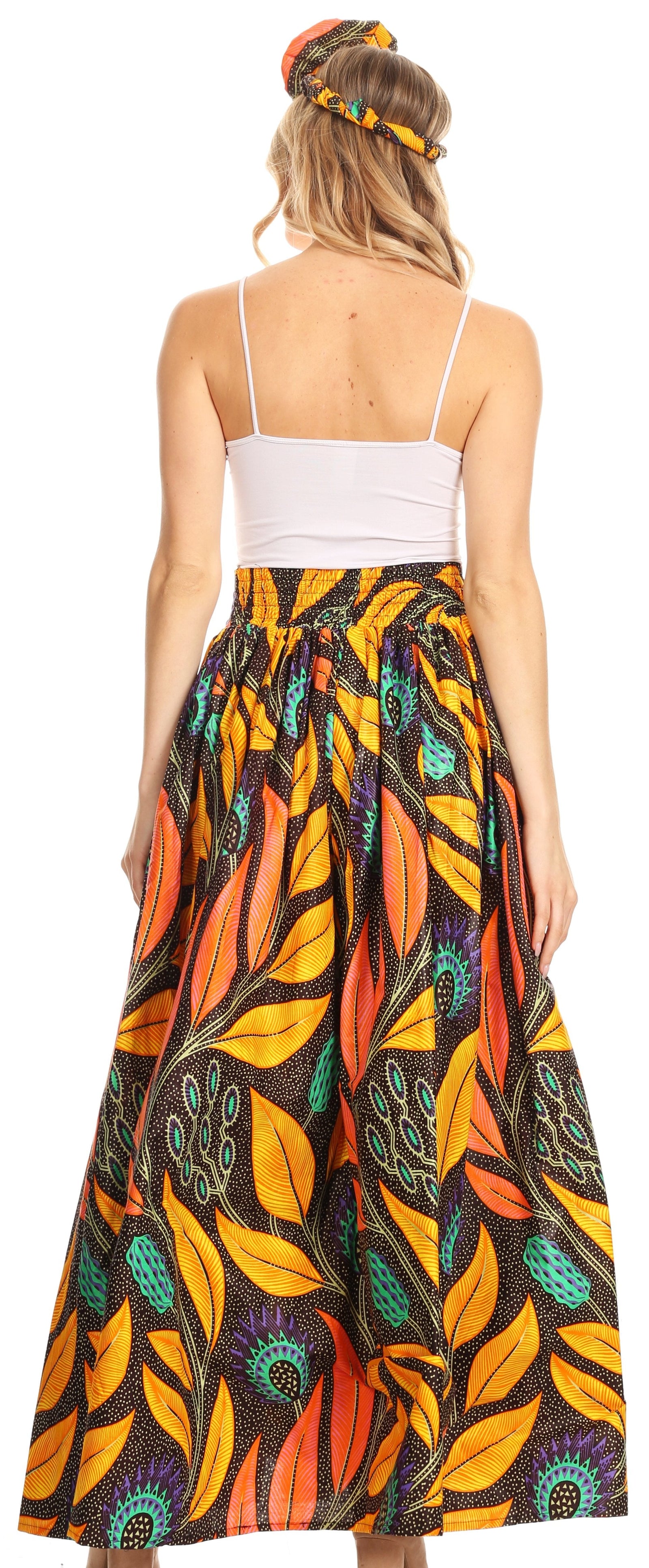 Sakkas Asma Convertible Traditional Wax Print Adjustable Strap Maxi Skirt Dress