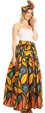 Sakkas Asma Convertible Traditional Wax Print Adjustable Strap Maxi Skirt Dress