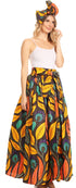 Sakkas Asma Convertible Traditional Wax Print Adjustable Strap Maxi Skirt Dress
