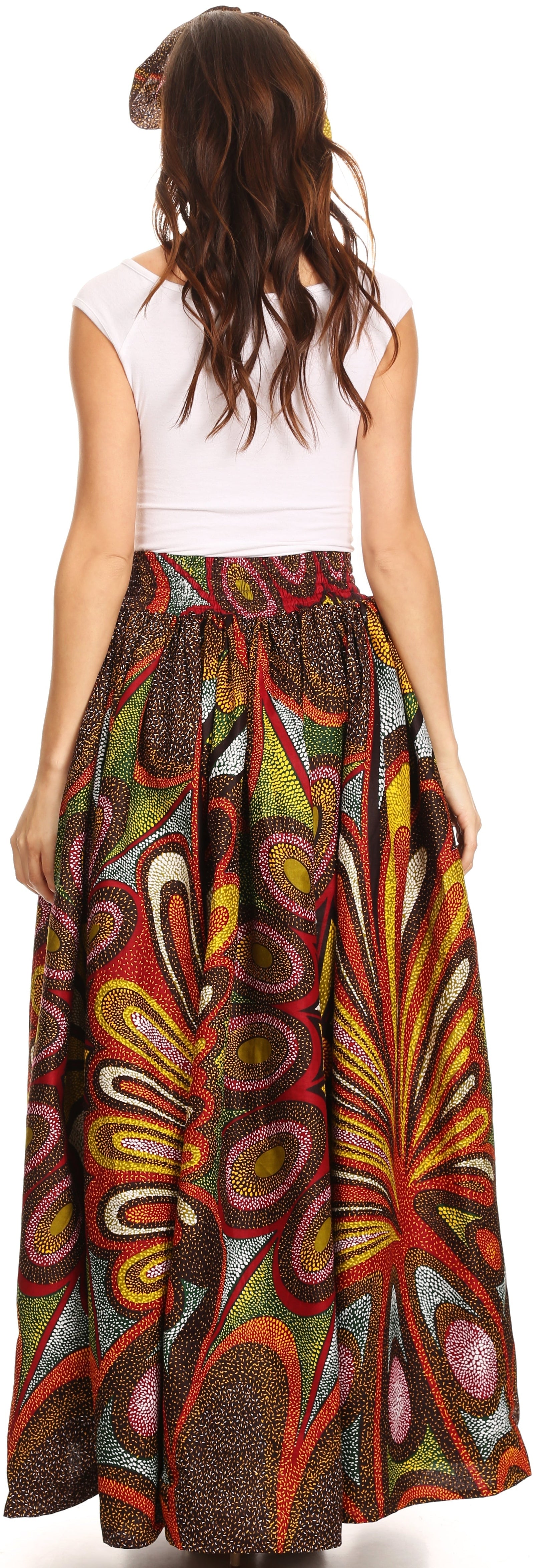 Sakkas Asma Convertible Traditional Wax Print Adjustable Strap Maxi Skirt Dress