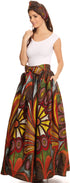 Sakkas Asma Convertible Traditional Wax Print Adjustable Strap Maxi Skirt Dress