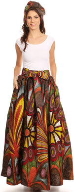Sakkas Asma Convertible Traditional Wax Print Adjustable Strap Maxi Skirt Dress