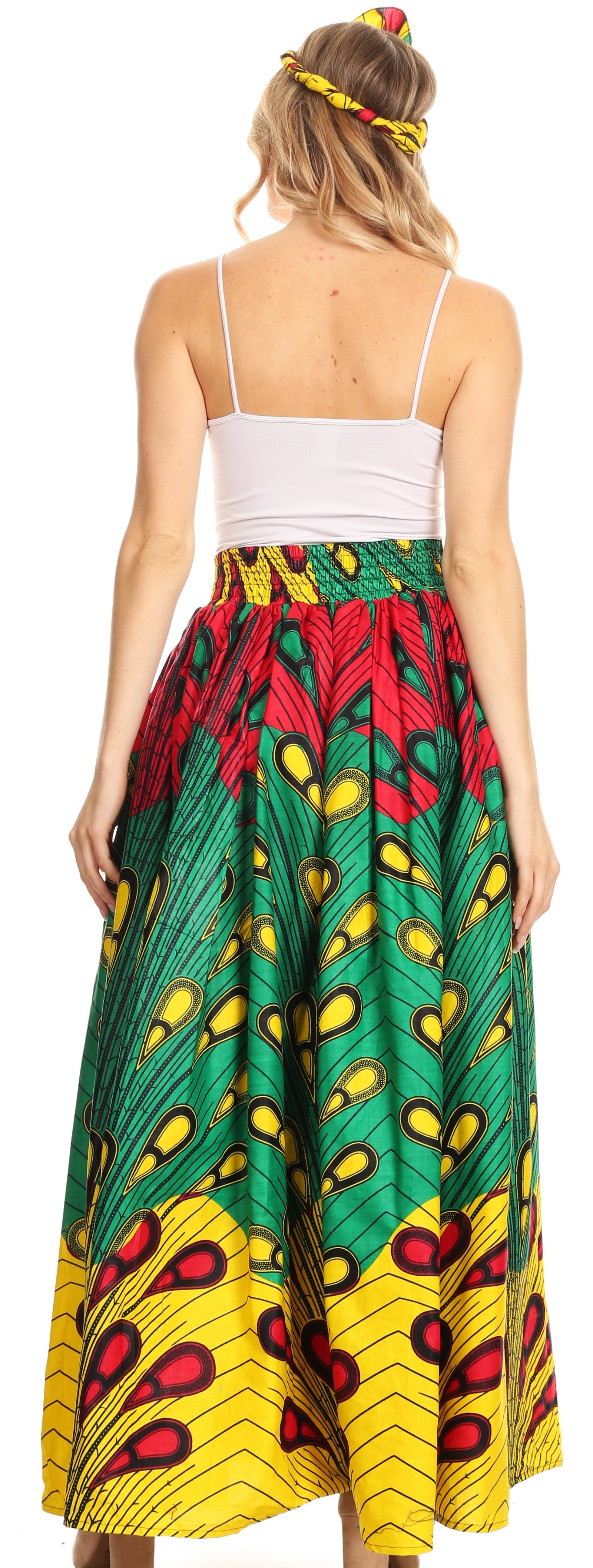 Sakkas Asma Convertible Traditional Wax Print Adjustable Strap Maxi Skirt Dress