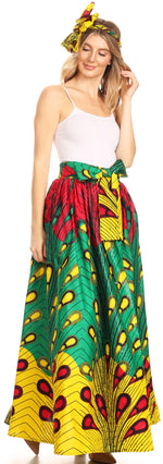 Sakkas Asma Convertible Traditional Wax Print Adjustable Strap Maxi Skirt Dress