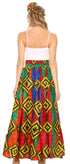 Sakkas Asma Convertible Traditional Wax Print Adjustable Strap Maxi Skirt Dress