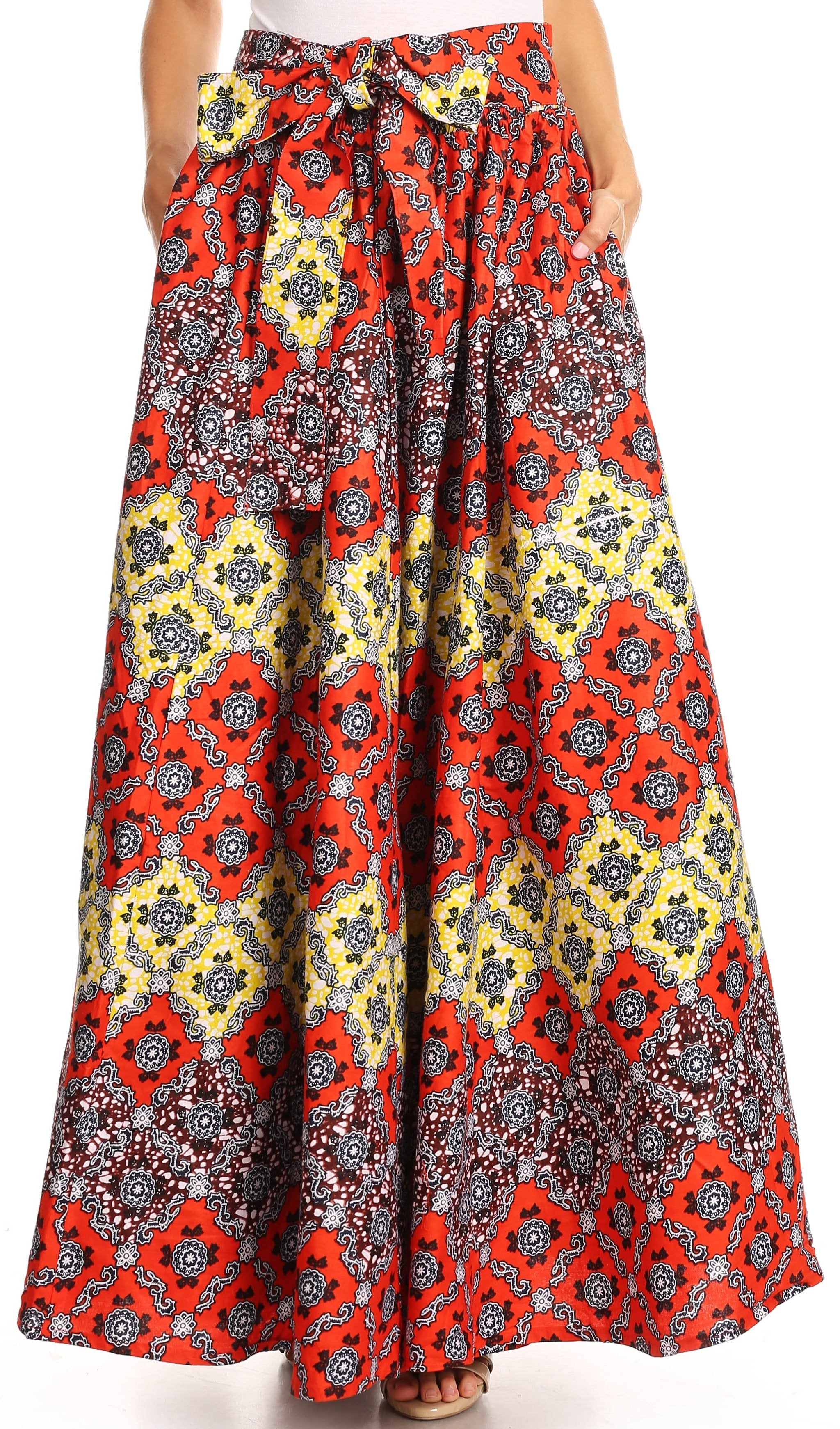 Sakkas Asma Convertible Traditional Wax Print Adjustable Strap Maxi Skirt Dress