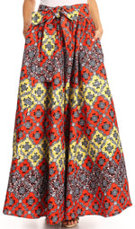 Sakkas Asma Convertible Traditional Wax Print Adjustable Strap Maxi Skirt Dress